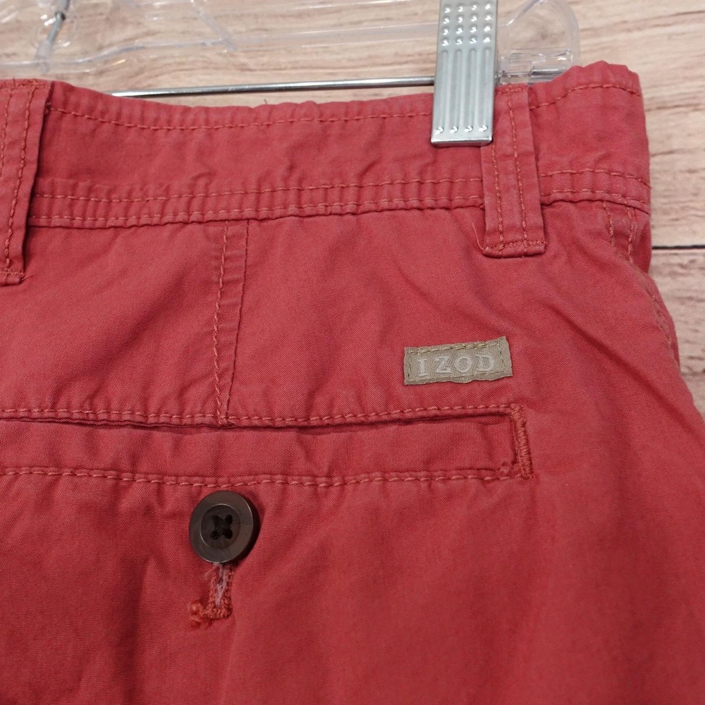 IZOD Saltwater Shorts Mens 32 Red Chino Cotton Canvas 10 Inseam Casual Summer - Picture 5 of 8